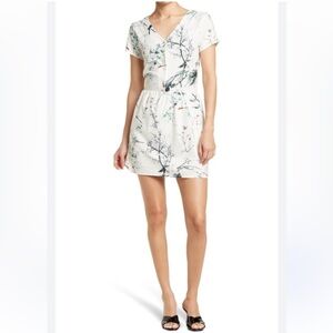 NWT FRNCH Floral Dress Blossom Bird Print Short Sleeve A Line Dress M